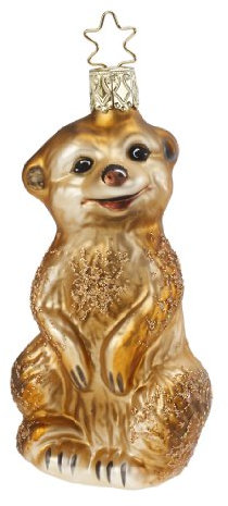 Inge Glas 85107313 Erdmännchen, 10 cm, 1-Stück/Box, Glasornament, mundgeblasen und handbemalt