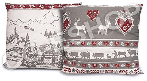 Confezioni Giuliana Coppia Cuscini ARREDO Tirolese MARMOLADA Bianco girigo cm 50x50 Cuscino tirolo