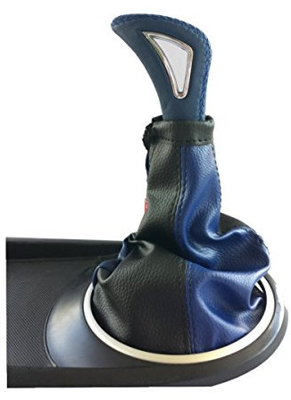 Akhan GKC202BB - Schwarz / Blau LEDER Schaltmanschette Manschette Schaltsack