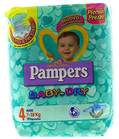 Pampers Baby Dry Windeln Größe 4 (7 – 18 kg) – 19 Windeln
