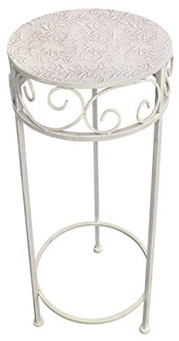 PrimoLiving Metall Blumenhocker/Beistelltisch antikweiß rund Gr. L (P-753)