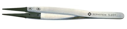 Bernstein Werkzeug Pinzette mit Carbofib Spitze, abgerundete Spitzen 1,5 mm breit, 125 mm, 5-431