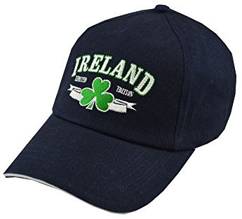 Irischer Baseball Cap mit Irland Text, Kleeblatt Design | Sportlich Rugby Dunkelblau Baseballkappe für Herren