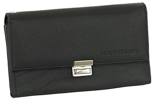 Porte-feuille pour serveur ou chauffeur de taxi - Cuir de vachette véritable avec fermoir réglable sur 3 positions et fente pour cartes - Noir