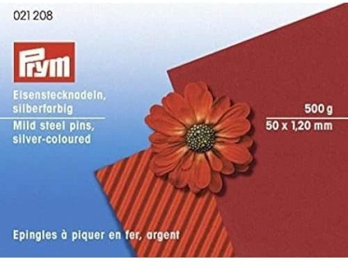 Prym 021208 Stecknadeln, 1,20 x 50mm, silberfarbig, Eisen, 50 x 1,2mm, 50 x 1,20mm