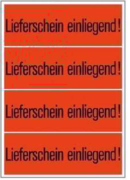 HERMA 6754 Lieferschein einliegend Aufkleber, 1000 Stück, 39 x 118 mm, selbstklebend, klein, Warnhinweis Etiketten Versandaufkleber Paketaufkleber für Kennzeichnung von Sendungen, neon leuchtrot
