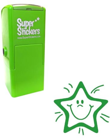 Stamper Solutions Selbstfärbestempel in Grün mit Motiv lächelnder Stern