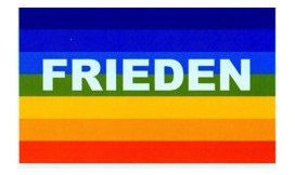 Unbekannt Frieden Regenbogen Fahne mit Schrift und 2 Ösen ca. 90 x 150 cm.