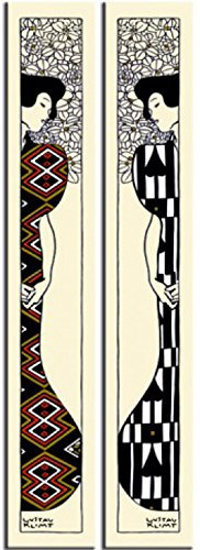 1art1 Gustav Klimt Poster Zwei Silhouetten, 1912, 2-Teilig Bilder Leinwand-Bild Auf Keilrahmen | XXL-Wandbild Poster Kunstdruck Als Leinwandbild 120x40 cm