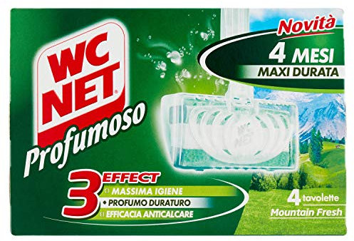 Wc Net - Detergente per WC, 3 Effect: Igienizza con Antibatterico, Profumo Duraturo, Efficacia Anticalcare 4X35G - 4 Tavolette