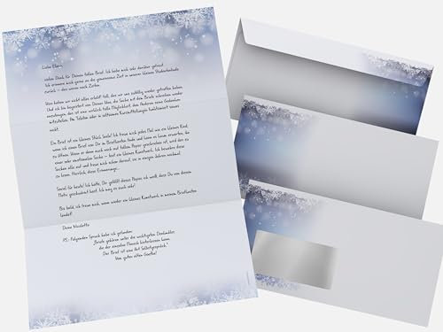 Weihnachtsbriefpapier mit Umschlag 200-tlg | Wintertraum | 100 Blatt Motivpapier A4 + 100 Briefumschläge OHNE FENSTER DIN LANG | weihnachtliches Briefpapier-Set