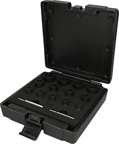 KS Tools 913.1460 - Coffret de douilles à chocs spéciales pour vis et écrous abîmés 1/4'' + 1/2'' - 6 à 27 mm - Chrome Molybdène extra fin - 15 pièces