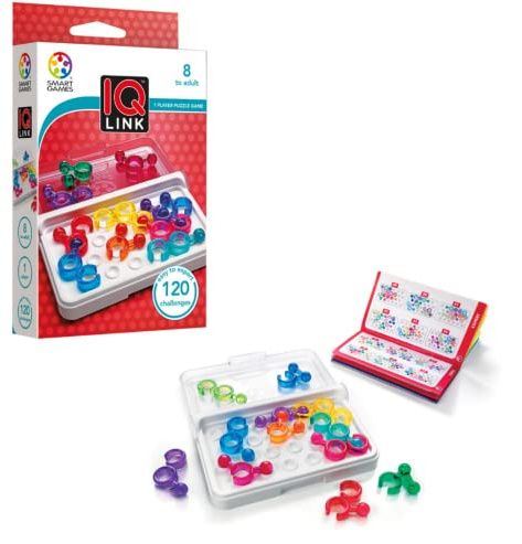 SmartGames IQ Link, a Travel Game for Kids and Adults. A STEM-Focused Cognitive Skill-Building Brain Game - Brain Teaser for Ages 8 & Up, Kids and Family Travel Games – Travel Puzzles.