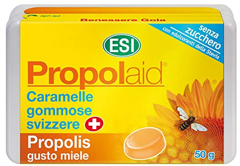 ESI - Propolaid Pastiglie Morbide, Caramelle Gola Gusto Miele Con Propolis, Azione Balsamica E Antinfiammatoria, Senza Glutine E Vegetariane, 50 G