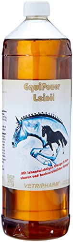 EquiPower Leinöl | 1 l | Einzelfuttermittel für Pferde | ADMR-konform | Mit Omega-3-Fettsäuren