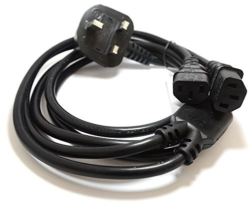 kenable IEC 13A Splitter Cable 1 UK Mains Plug to 2 x C13 Plugs 2m [2 metres]