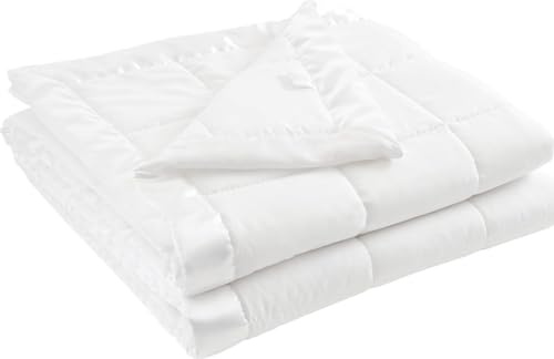 Madison Park Windom Down Alternative Blanket, Premium 3M Scotchgard Moisture Wicking Treatment, Lightweight and Soft Bed Cover For All Season, Satin Trim, White Full/Queen