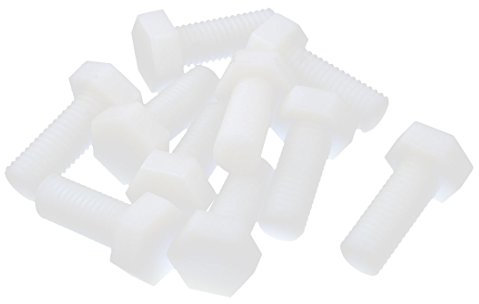 sourcingmap Hexagon Vis M12 x 30mm PLASTIQUE FILETÉ EN NYLON VIS PACK 10pc compatible RoHS