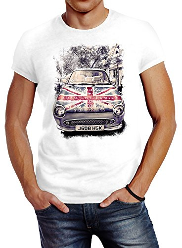Neverless Herren T-Shirt Union Jack London United Kingdom Car UK Flag Flagge England Great Britain Slim Fit