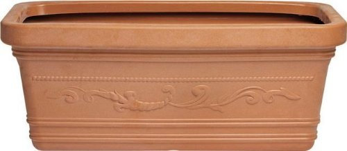 OEM SYSTEMS Vaso Rettangolare Festonato Maxi misura 80 Cm colore Terracotta Doppio Bordo