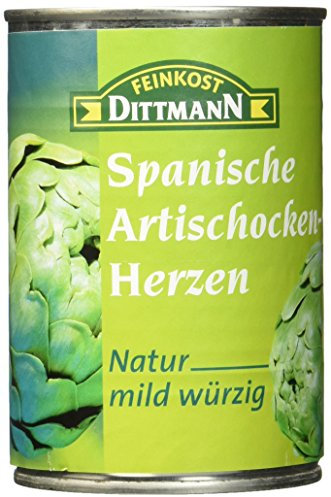 Feinkost Dittmann Spanische Artischockenherzen Natur, Mild-Würzig - 390g, 1er Pack – Hochwertige, Delikate Artischockenherzen aus Spanien, Ideal für Antipasti, Salate & Mediterrane Gerichte