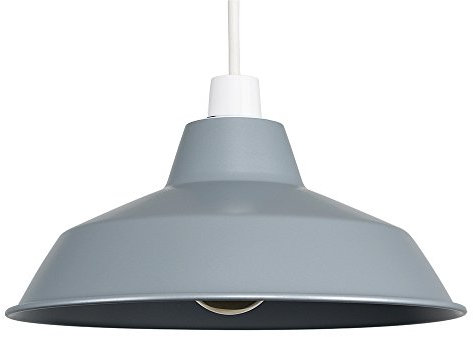 MiniSun | Retro Style Gloss Grey Metal Reflector Ceiling Light Shade | Pendant Lights, Home Décor & Improvement Essential | 280mm Shade Width