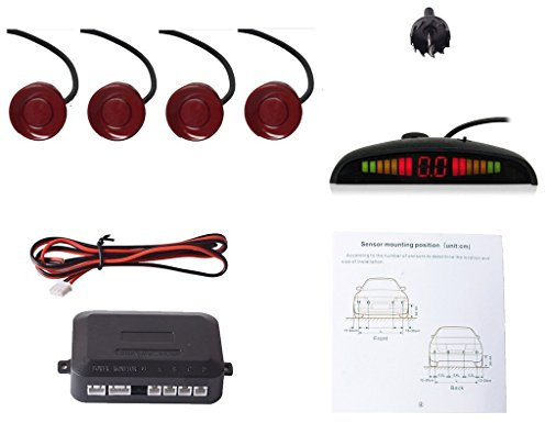 Cocar Coche Auto Vehículo Visual Reserva Radar Sistema con 4 Estacionamiento Sensores + Distancia Info Vídeo Salida + Sonido Advertencia (Rojo Oscuro Color)
