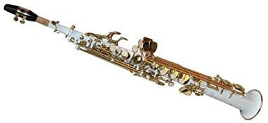 Karl Glaser Sopran Saxophon, gerade, weiß/gold, mit Koffer