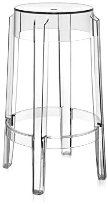 Kartell Charles Ghost, Tabouret Medium, H. 65 cm, Cristal, Lot de 2