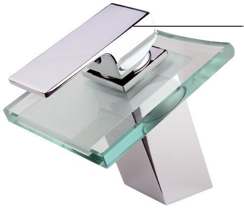 Steinkirch™ Waschtisch Wasserfall Armatur - German Quality - Bad Einhandmischer Glas Wasserhahn