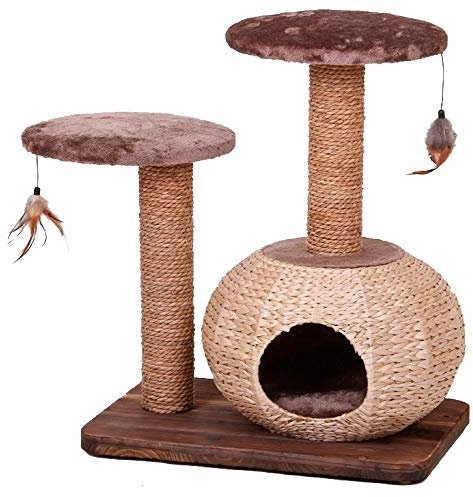 Croci Natural Bonsai - Tiragraffi per gatti adulti, con materiali naturali, con cuccia per gatti, sedute, cuscini, parti graffiabili, 60x40x71 cm