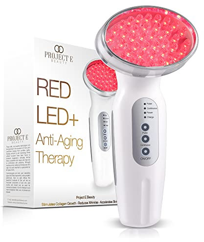 RED Light Therapy Machine by Project E Beauty | Anti-Aging | Collagen Boost| Diminishes Fine Lines & Wrinkles | Instant Firming & Lifting | Tightens & Tones | Wireless & Portable