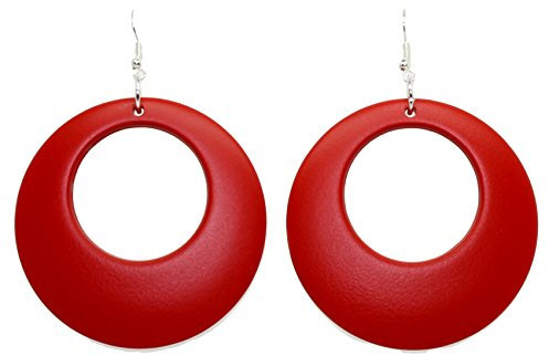 Bluebubble DISCO FEVER 56mm Large Round Hoop Earrings - 32 Colours Available (Royal Red) with Gift Bag