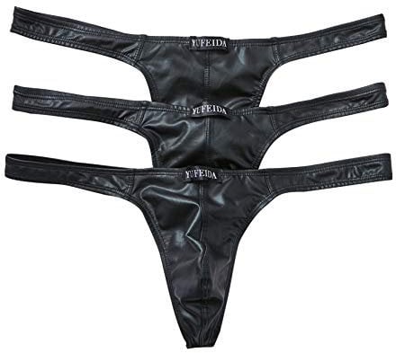 YUFEIDA Sexy Herren Boxer Slips Unterwäsche Schwarz Dessous Strings Höschen 3-Stück