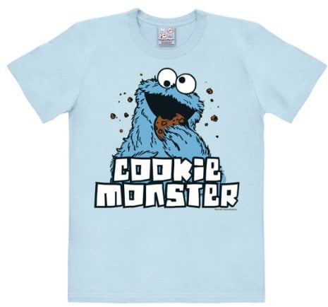 Logoshirt® Sesamstraße I Krümelmonster I Cookie Monster I T-Shirt Print I Damen & Herren I kurzärmlig I hellblau I Lizenziertes Originaldesign I Größe M