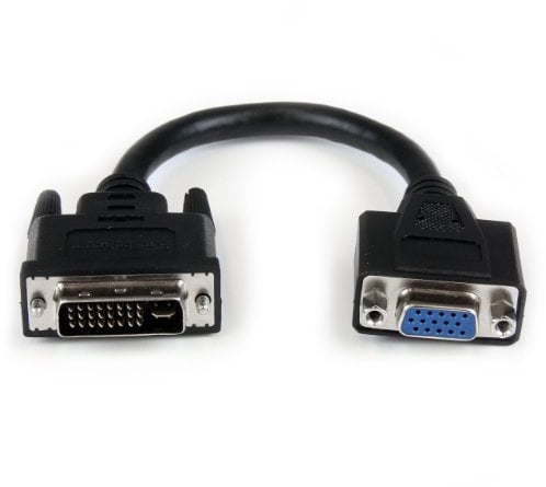StarTech.com Câble adaptateur DVI vers VGA de 20cm - Convertisseur DVI-I vers HD15 - Mâle / Femelle - Noir (DVIVGAMF8IN)