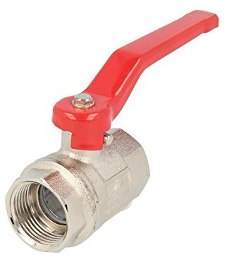 tecuro Kugelhahn, beidseitig Innengewinde Rp 1 1/4 Zoll (DN 32) Stahlhebel lang, Messing vernickelt