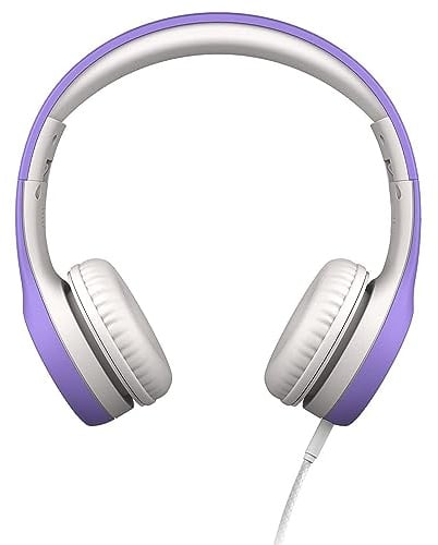 LilGadgets Connect+ Kinderkopfhörer mit Kabel, mit Mikrofon, Lautstärkebegrenzung für sicheres Hören, Verstellbarer Kopfbügel, gepolsterte Ohrpolster für Komfort, Kopfhörer für die Schule, Lila