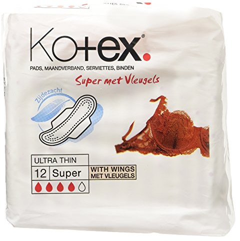 Kotex Ultra Thin Super Plus Sanitary Towels, 12 per Pack