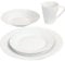 16 Piece Dinner Set - Plain Dinnerware Set | 4 Bowls, 4 Side Plates, 4 Mugs, 4 Soup Plates | Kitchen Microwave & Dishwasher Safe - for Cereal, Desserts, Hot Drinks, Porcelain Cup, Gift