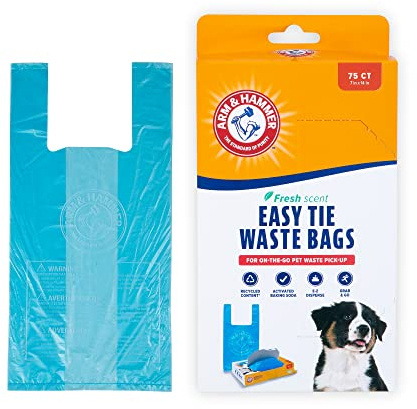 Arm & Hammer Pet Mate 71041 Easy-Tie Waste Bags, Blue, 75-Pack