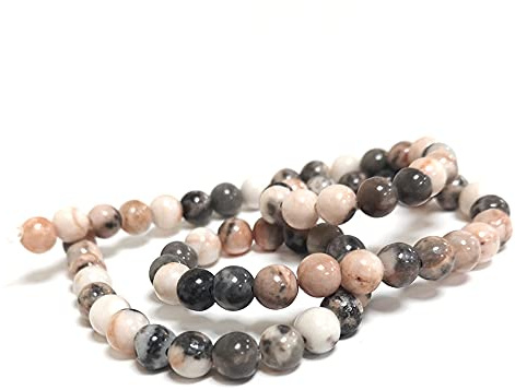 Brown/Pink Zebra Jasper Beads Plain Round 6mm Strand of 62+