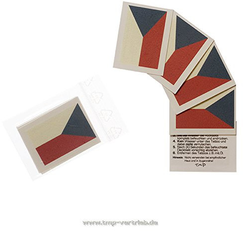 5 x Tschechien Tattoo Fan Fahnen Set - EM 2024 - Czech Republic Temporary Tattoo Flag (5)