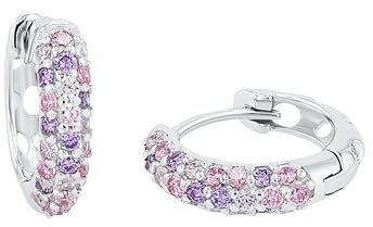 Prinzessin Lillifee Kinder-Creolen 925 Silber rhodiniert Zirkonia lila Rundschliff mehrfarbig -542470