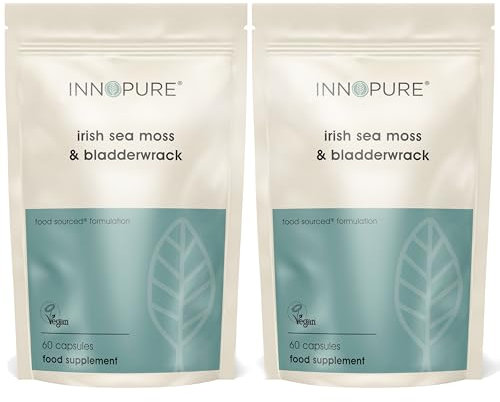 INNOPURE Irish Sea Moss Complex - 120 Capsules - 1600mg High Strength, Ethically Sourced, Vegan Capsule with 400mg Bladderwrack - Pure Sea Moss & Bladderwrack Supplements - Non GMO, UK Made
