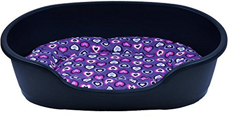 adena Hundekorb 58 x 38 cm anthrazit + Kissen Herzen lila