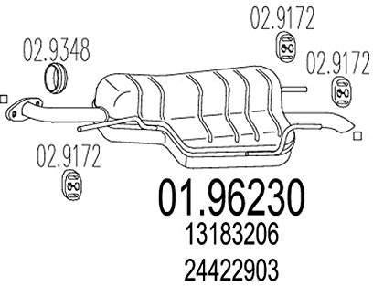 MTS 01.96230 Endschalldämpfer Kompatibel mit OPEL Zafira A T98 13183206 5852100 24423013