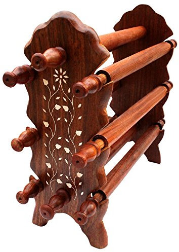 IndiaBigShop Armreif aus Holz, handgefertigt, 8 Stangen, mit dekorativer Blumeneinlage, für Armreif, 30,5 cm