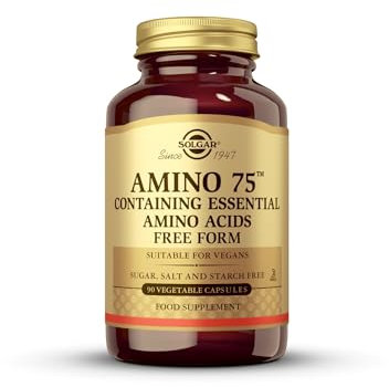 Solgar Amino 75 Essential Acid Vegetable Capsules - Pack of 90 - 8 Aminos Complex - For Metabolic Processes - Easy to Digest - Vegan, (Packaging may vary)