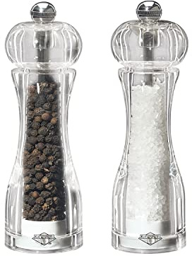 KÜCHENPROFI Mühlenset Toronto 2-TLG., Salz- und Pfeffermühle 14cm, Acryl | Hochwertiges Keramikmahlwerk, stufenlose Mahlgradeinstellung, für getrocknete Kräuter geeignet, ungefüllt